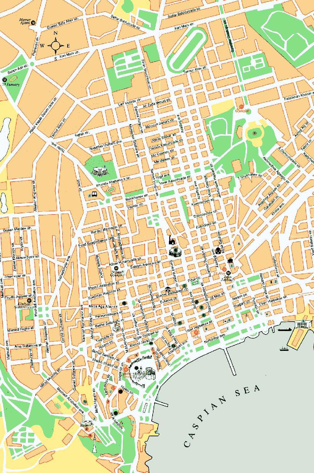 Карта баку с улицами